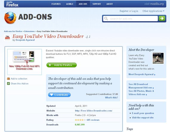 easy youtube downloader firefox